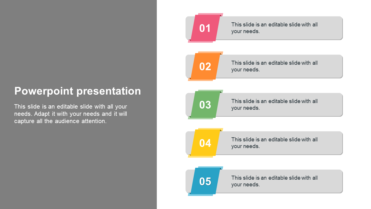 Magnificent PowerPoint Presentation Template with Five Node